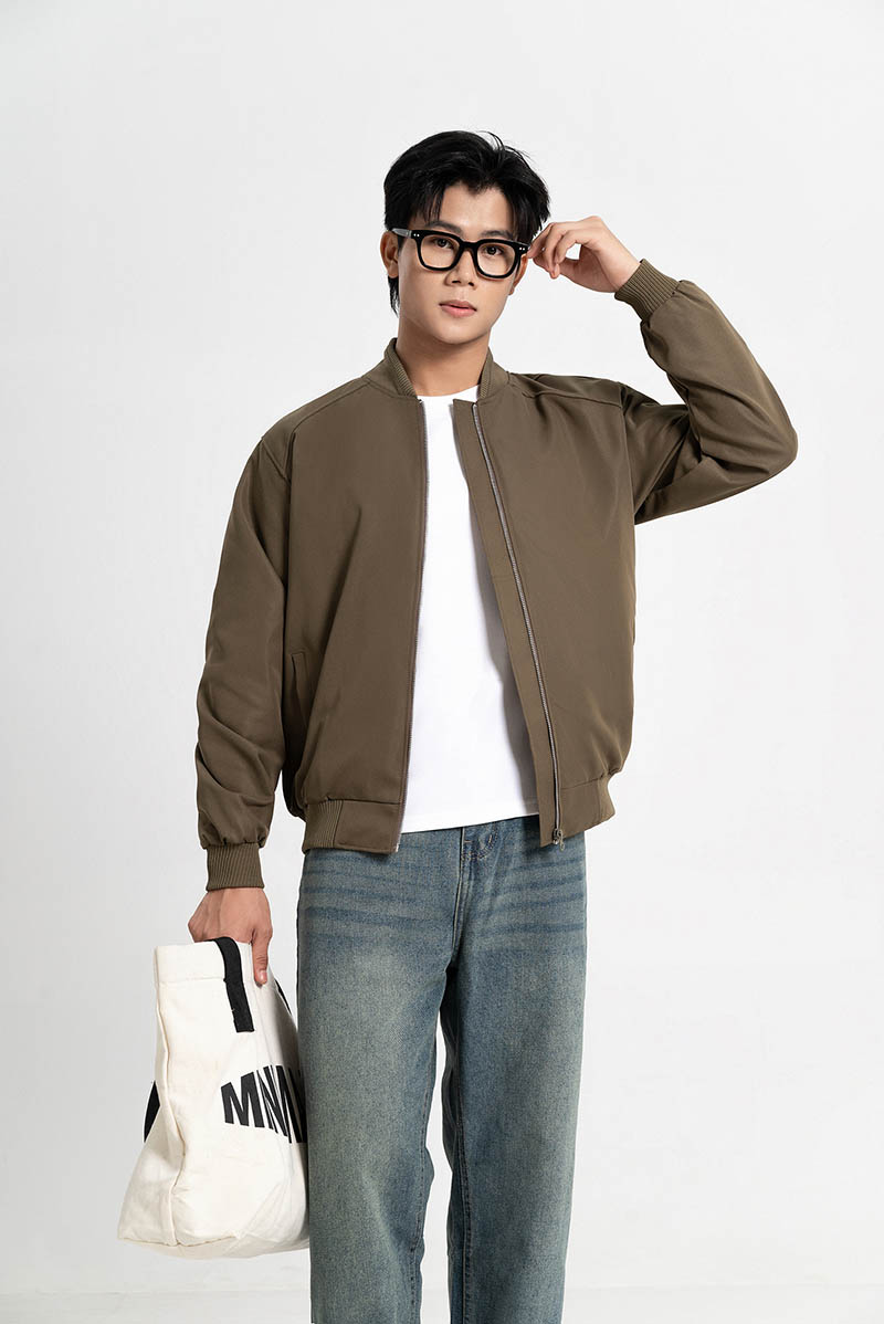 ao bomber kaki nam phong cach han quoc ld2054