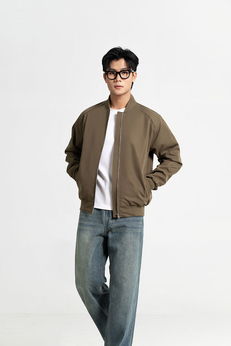 ao khoac bomber kaki nam chinh hang lados ld2054
