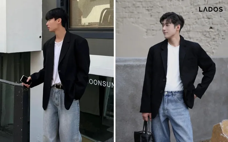 Cách phối quần jean áo thun PHONG CÁCH nhất 2024 ao phong, quan jean và ao blazer