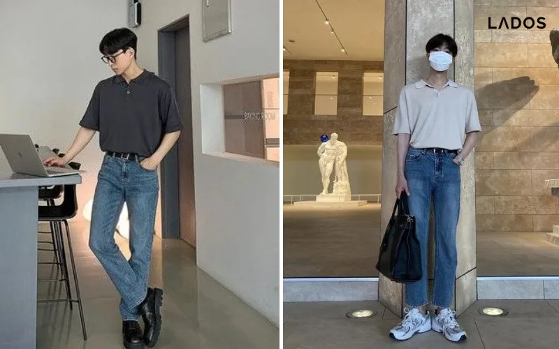Cách phối quần jean áo thun PHONG CÁCH nhất 2024 ao polo mix voi quan denim