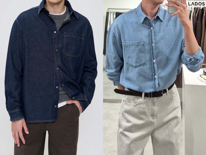 Gợi ý 15+ mẫu áo sơ mi denim nam ĐẸP và trẻ trung 2026 ao so mi denim tay dai tron