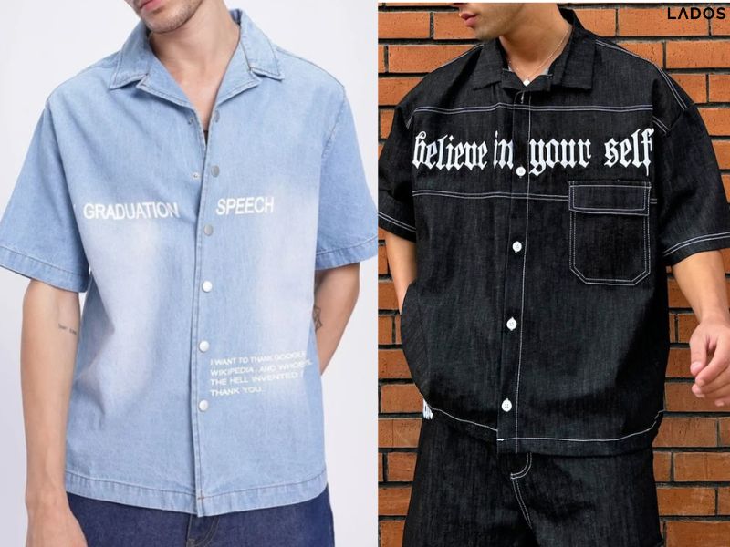 Gợi ý 15+ mẫu áo sơ mi denim nam ĐẸP và trẻ trung 2026 ao so mi jean nam in chu
