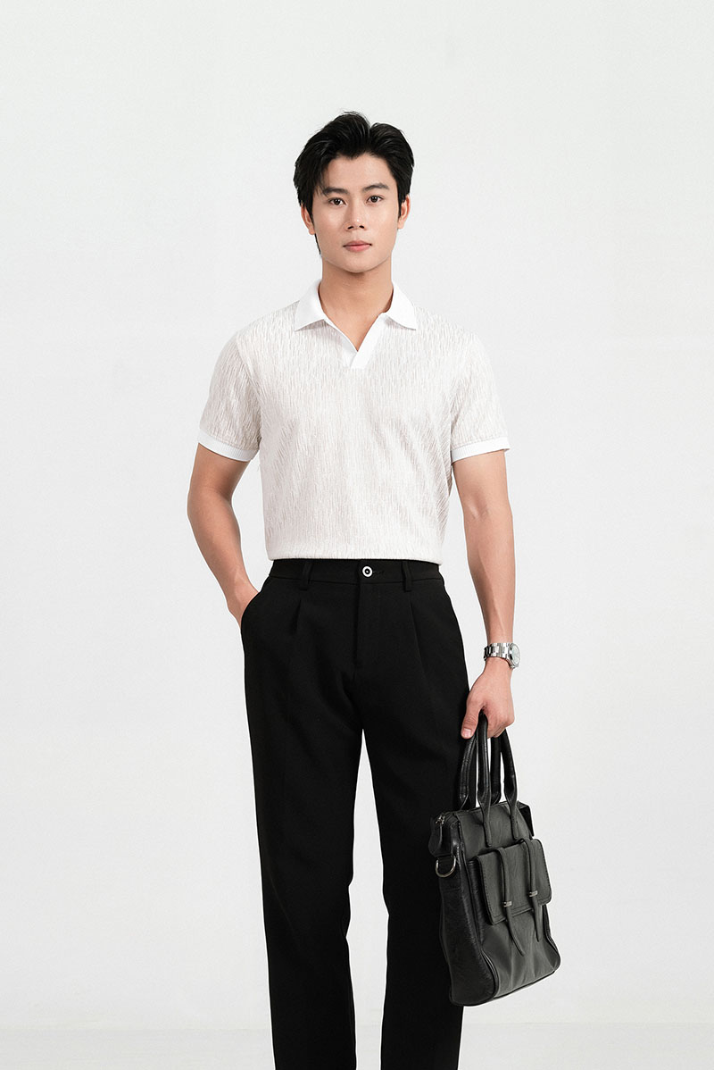 Áo Polo Nam Cổ V Classic Woven LADOS - LD9236 ao polo nam phom dep ld9236