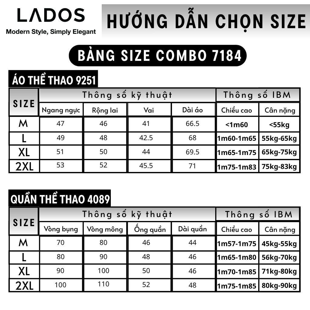 bang size set do the tao nam ld7184